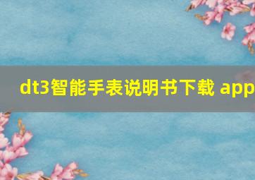 dt3智能手表说明书下载 app